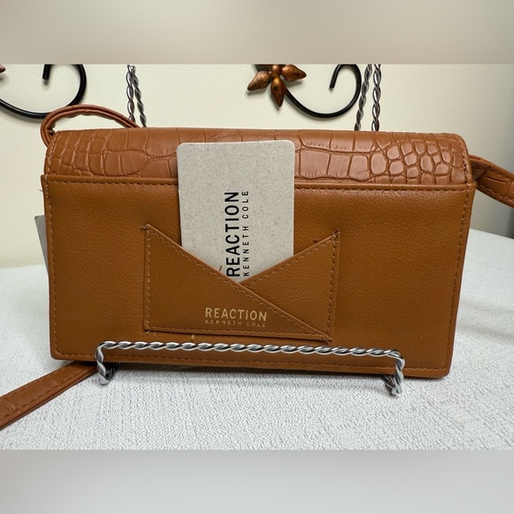 Kenneth Cole Reaction Lifetime Crossbody Wallet - Cognac Croc NWT with Flaws - Picture 2 of 11